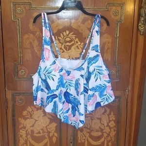0401 Unbranded Floral Plus Sized Tankini Swim Top